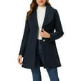 thumbnail image 1 of INSPIRE CHIC Manteau Trench Long pour Femme, Mignon, Col Rabattu, Simple Boutonnage, Ceinturé, L Bleu Foncé, 1 of 6