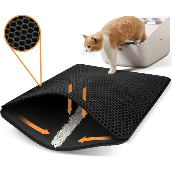 Cat Litter Mat, Litter Box Mat,Honeycomb Double Layer Trapping Litter Mat Design,Waterproof Urine Proof Kitty Litter Mat,Easy Clean Scatter Control 20" X 16"