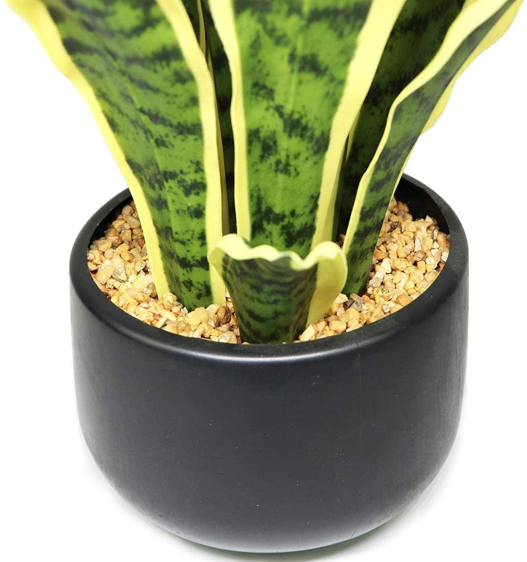 Artificial Snake Plant 22" Faux Agave Fake Sansevieria Artificial Potted Plants for Indoor and Outdoor Home Office Décor (White Pot)
