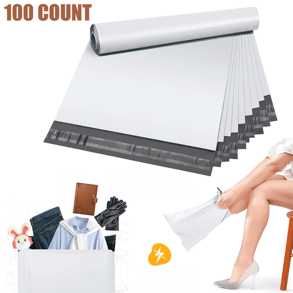 100Pcs Large Poly Mailers, 19 x 24 inch Waterproof and Tear-Proof Self Adhesive Large Shipping Bags, Strong Thick Mailing Bags for Clothing, Small Business