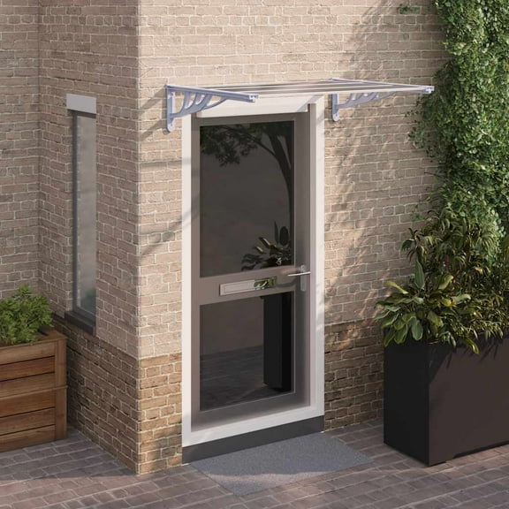 vidaXL Door Canopy Porch Awning Outdoor Gray and Transparent Polycarbonate