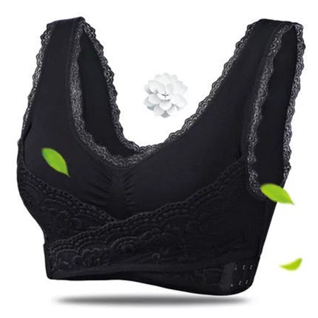 

Women Front Cross Side Buckle Lace Wireless Seamless Sports Bra，Black M