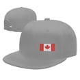 thumbnail image 4 of DouZhe Flat Brim Cap Snapback Hat, Canada Flag Prints Adjustable Gray Adult Baseball Cap, 4 of 6