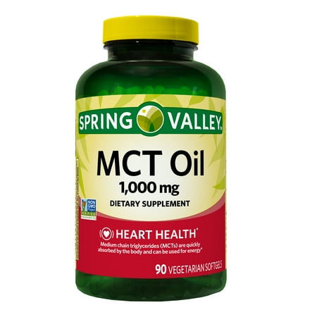 Spring Valley MCT Oil Heart Health Dietary Supplement Vegetarian Softgels, 1,000 mg, 90 Count