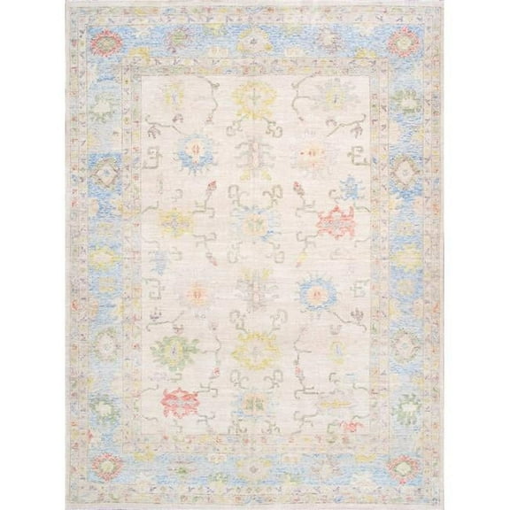 Pasargad Home 990073 Oushak Collection Hand-Knotted Ivory Wool Area Rug - 10' 3' X 13' 0'
