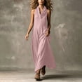 thumbnail image 2 of Ihhxva Women's Sleeveless Solid Stretchable Cowl Neck Cotton Maxi Dress with Pockets Summer Beach Sundress S-2XL, 2 of 7