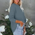thumbnail image 7 of Womens Casual Sweatshirts Solid Long Sleeve Shirts Loose Fit Dressy Crewneck Pullover Sweaters Fashion Fall Outfits Split Hem Top, 7 of 7