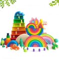thumbnail image 1 of children's wooden toy creative stacked rainbow building blocks baby toys large size Montessori educational toys for children heqiyong LED, 1 of 2