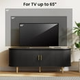 thumbnail image 6 of TV Stand with Power Outlet, Mid-Century Modern Television Stand, Media Console with Sliding Doors, Entertainment Center for TVs up to 60 Inch, Adjustable Shelves,Black, 6 of 8