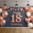 thumbnail image 4 of Rose Gold Decorative Happy Birthday Banner Celebration Balloon Festive Glitter Confetti Birthday Party Backdrop for Milestone Event Indoor Party Decoration Photo Prop, 4 of 7