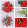 thumbnail image 7 of 9 Inch Red Poinsettia Christmas Candle Wreath - Artificial Flower with Red Berries & Pinecones, Holiday Table Centerpiece for Christmas Dinner Party Decor, 7 of 7