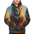 thumbnail image 4 of KLL Prairie Meditating Lion Print Mens Hoodie Long Sleeve Casual Pullover Hooded Sweatshirt Fashion Drawstring Hoodies with Pocket-X-Large, 4 of 6
