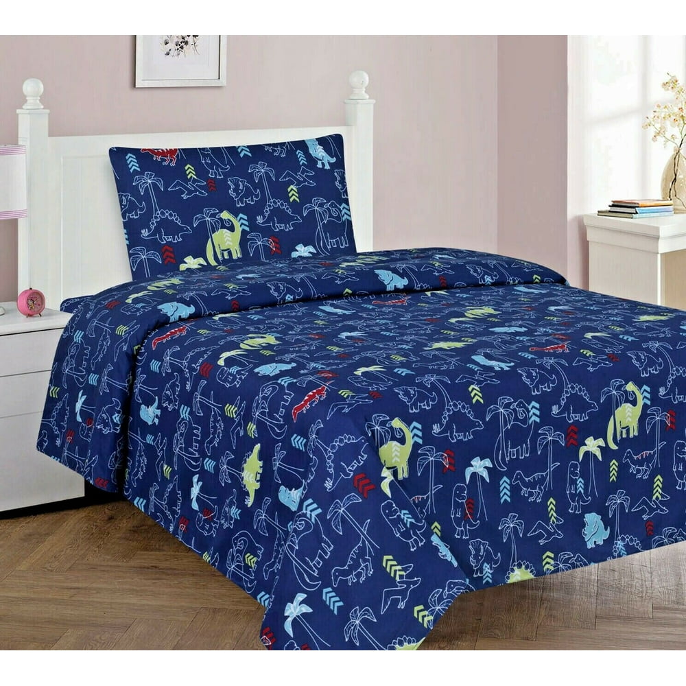 Kids Bedding Twin Sheet set 3 Piece Printed Microfiber 1 Flat Sheet, 1
