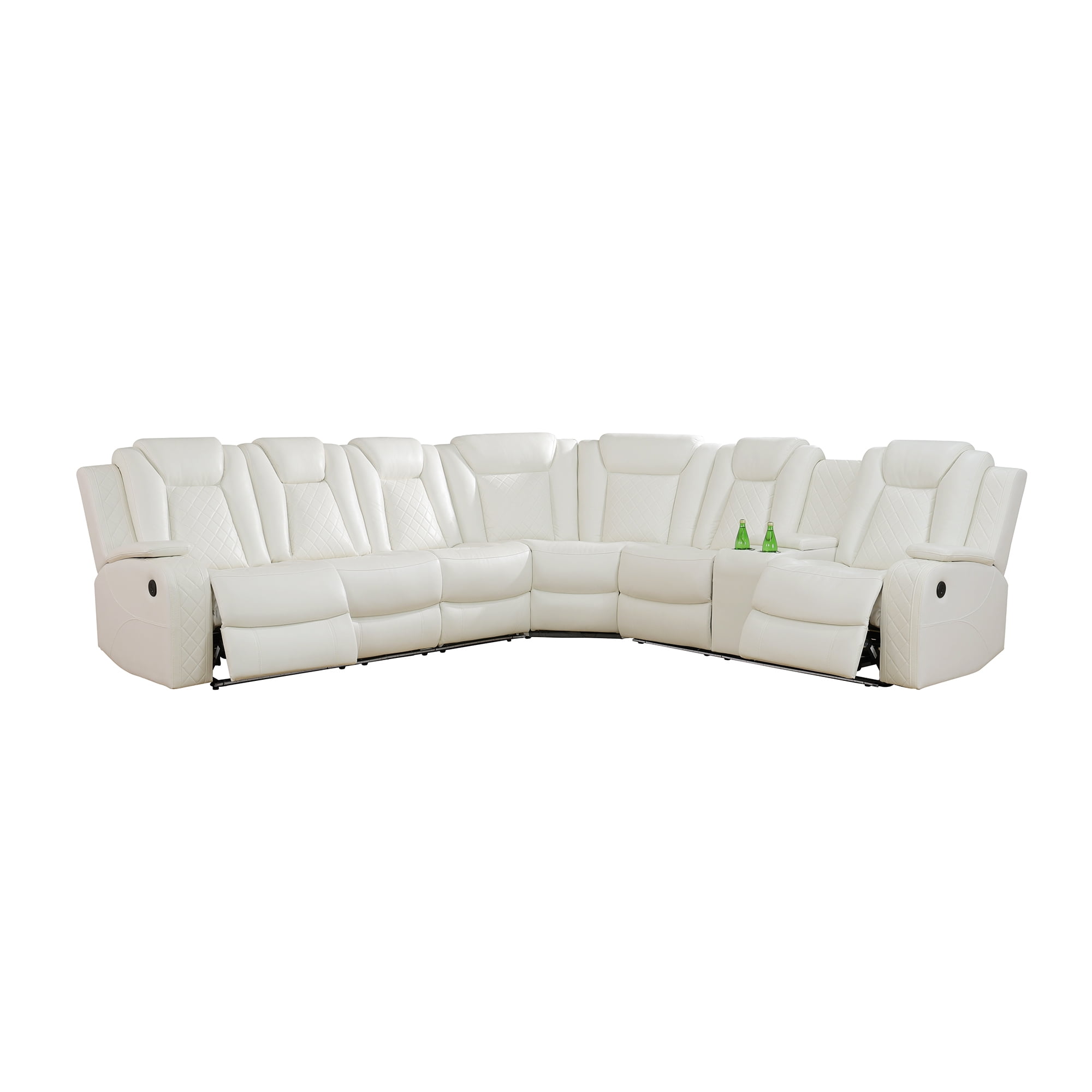 Gewnee Air Leather Oversized Power Recliner Sectional Sofa with 1-Seat Sofa Cup Holder for Living Room Home Office Theater Room