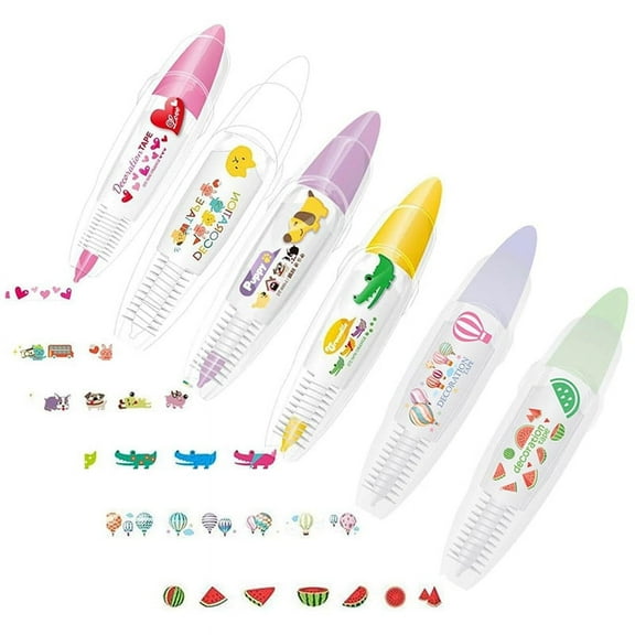 6PCS DIY Cute Animals Type Decorative Pen, Lace Correction Tape Pen
