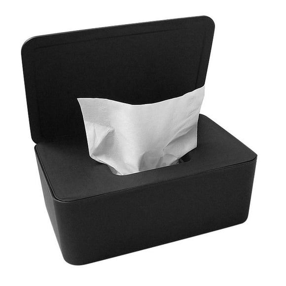 Brianer Wet Wipes Dispenser, Dry Wet Tissue Paper Case Dustproof Tissue Storage Box Case, Dispenser Holder with Lid for Home Office Desk (Black)