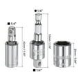 thumbnail image 2 of Uxcell 1/4" Drive 14mm Shallow Socket Swivel Joints Hex Shank Impact Driver Adaptor Set, 2 of 7