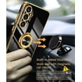 thumbnail image 6 of for Samsung Galaxy A55 5G Case, Screen Protector, 360° Rotatable Ring Holder Magnetic Kickstand,Plated Gold Edge Slim Soft TPU Protective Phone Cover for Galaxy A55 5G (Black), 6 of 7