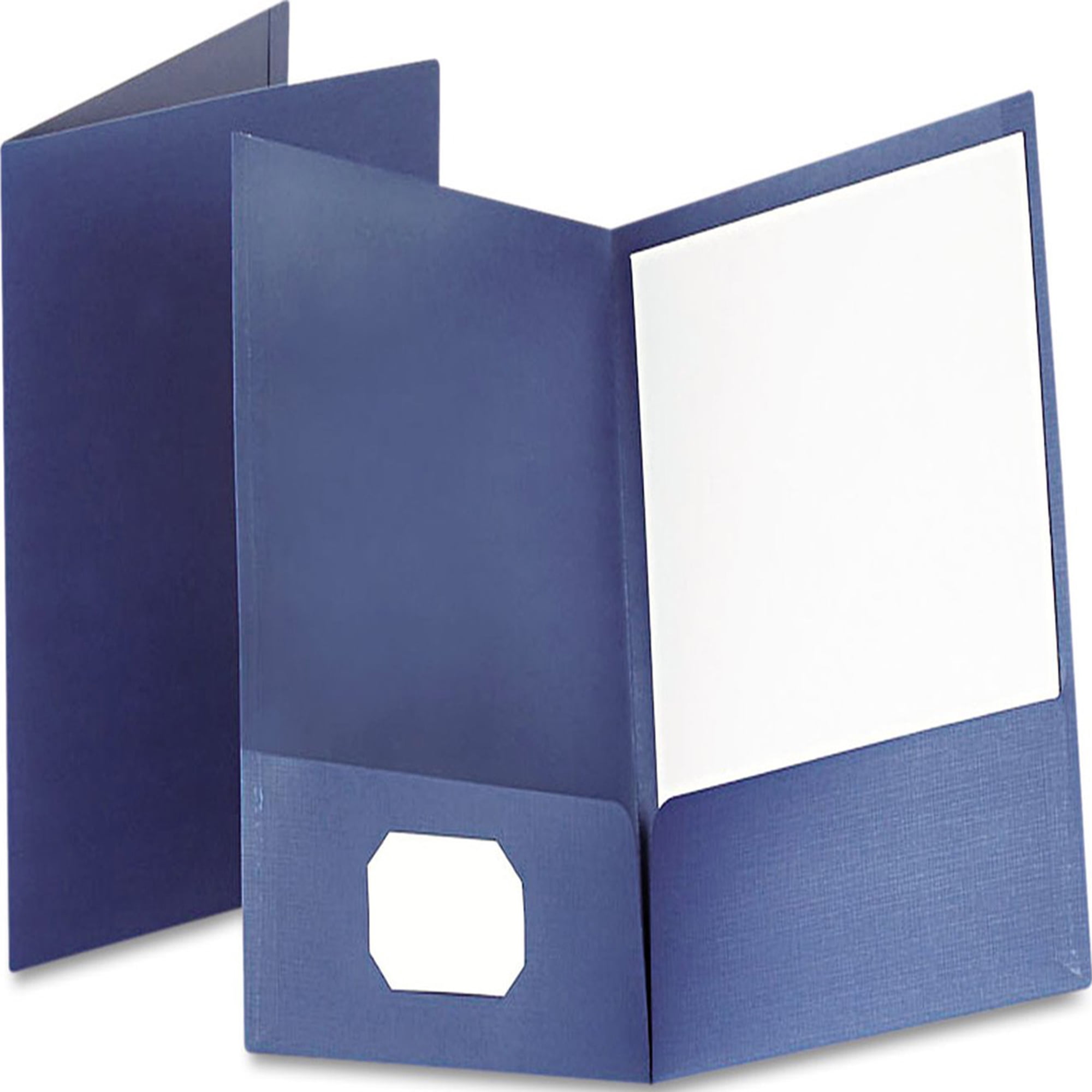 Branded Oxford Linen Finish Twin Pocket Folders, Letter, Navy 25/Box