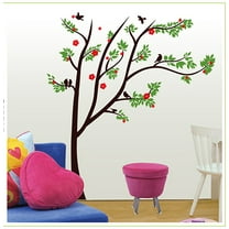 Red Flower Tree Wall Decal - DIY PVC Transparent Film for Kindergarten, Living Room, Children's Room, and TV Sofa Background Wall Art Decor