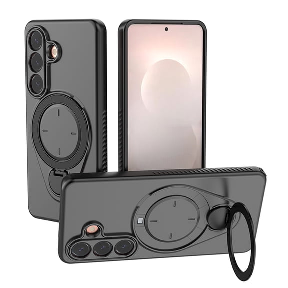 Dteck Case for Samsung Galaxy S26,Shockproof Silicone TPU Case Compatible with Mag Safe Ring Holder Kickstand Back Cover,Black