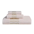 thumbnail image 2 of BNM Cotton Geometric Embroidered 3 Piece Towel Set, Ivory, 2 of 7