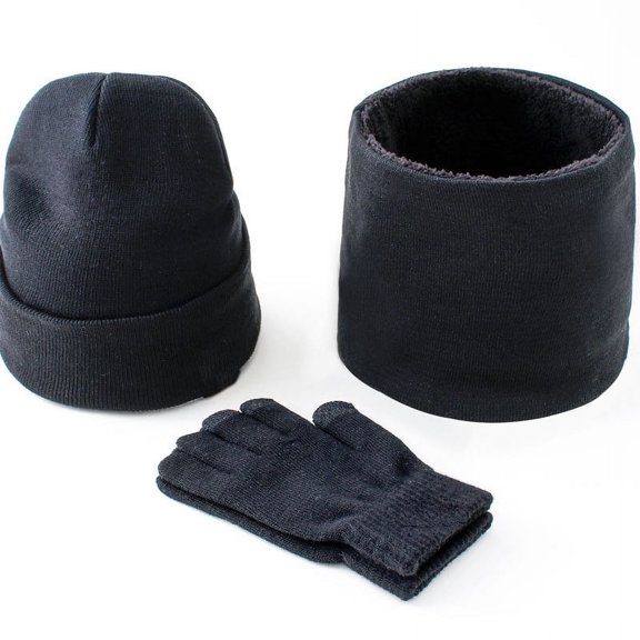 Winter Hat Scarf Gloves, Warm Fleece Knit Hats Touch Screen Gloves Neck Scarf Set Winter Gifts for Unisex Adult