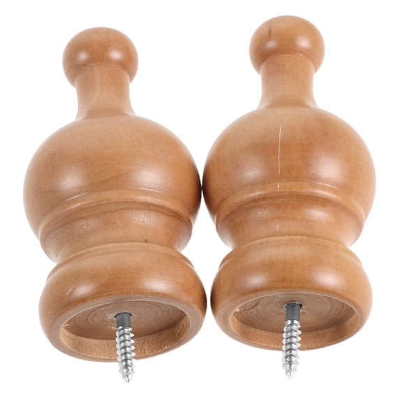 Alasum 2 Piece Wooden Curtain Rod Finials, Beige Natural Grain Decorative End Caps for Drapery Rods, Elegant Home Decor Accents
