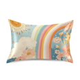 thumbnail image 7 of Yayeee Pillowcase King Size Set of 2 Satin Wrinkle Resistant Pillow Case, Beige Rainbow Clouds, 7 of 7
