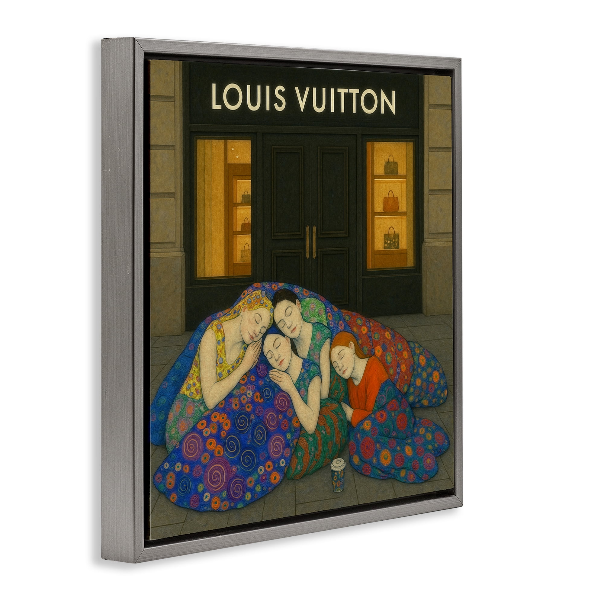Stupell Industries Iconic Style Fashion Shop Gray Framed Floater Canvas Wall Art, design by Grotto Studios