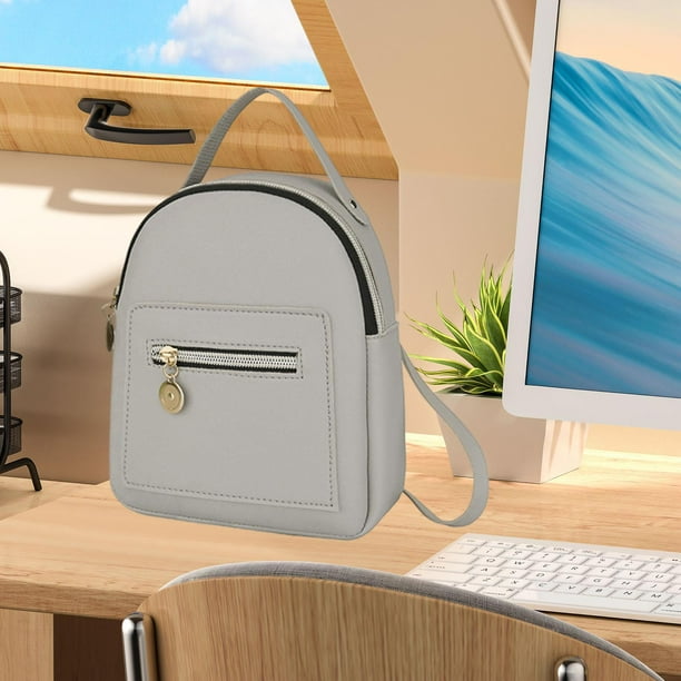 Mini mochila informal de piel sintética para mujer, bolso de mano para niñas y mujeres, cumpleaños de primavera Gris
