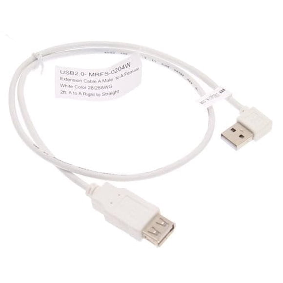 USBGear 2 pies. Cable de extensión USB 2.0 blanco A macho en ángulo recto a A hembra