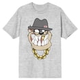 thumbnail image 7 of Looney Tunes Taz Gold Tooth and Bling Men's Athletic Heather T-shirt-Large, 7 of 7