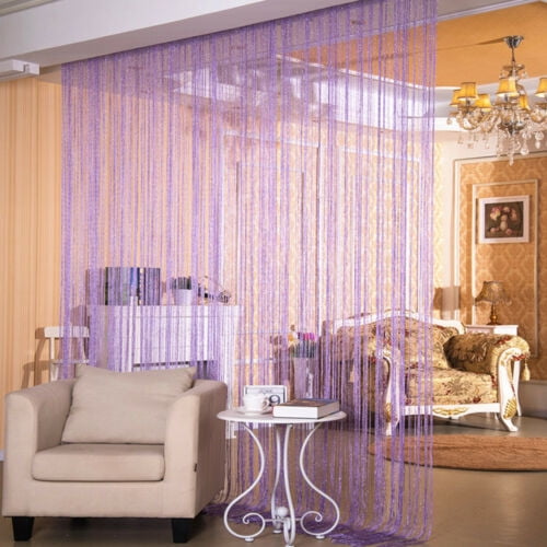 String Door Curtain Beads Room Divider Window Panel Tassel Crystal Fringe Purple 