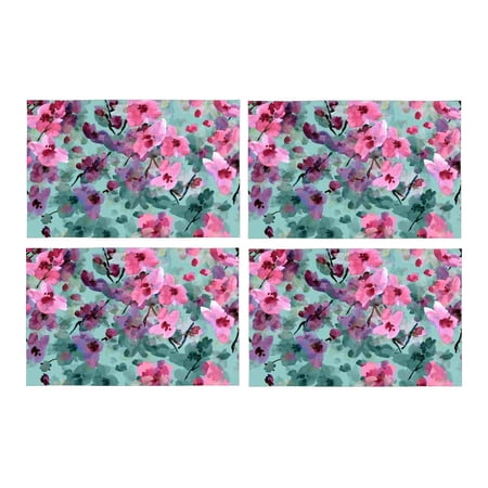 YUSDECOR Pink Blossoms of Wild Cherry Placemats Table Mats for Dining ...