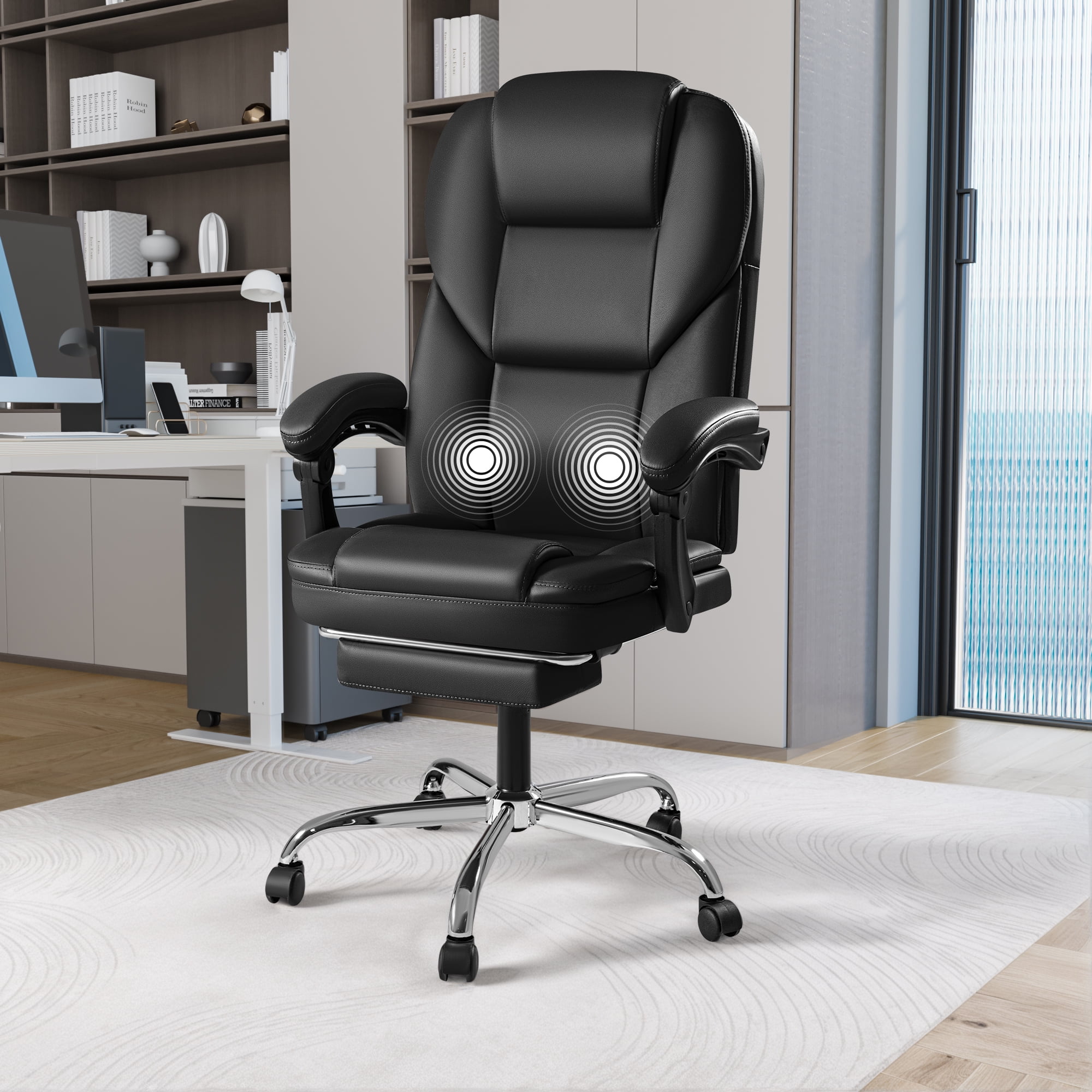 Homall Massage Office Chair Reclining Computer Chair Ergonomic Executive Leather Chair Support 8 Hours Heavy Duty Design,Black