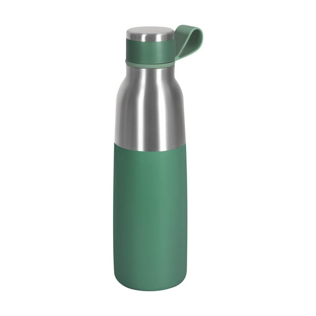 Termo acero inoxidable con tapa rosca y asa silicón-circle verde 7.3 x 25