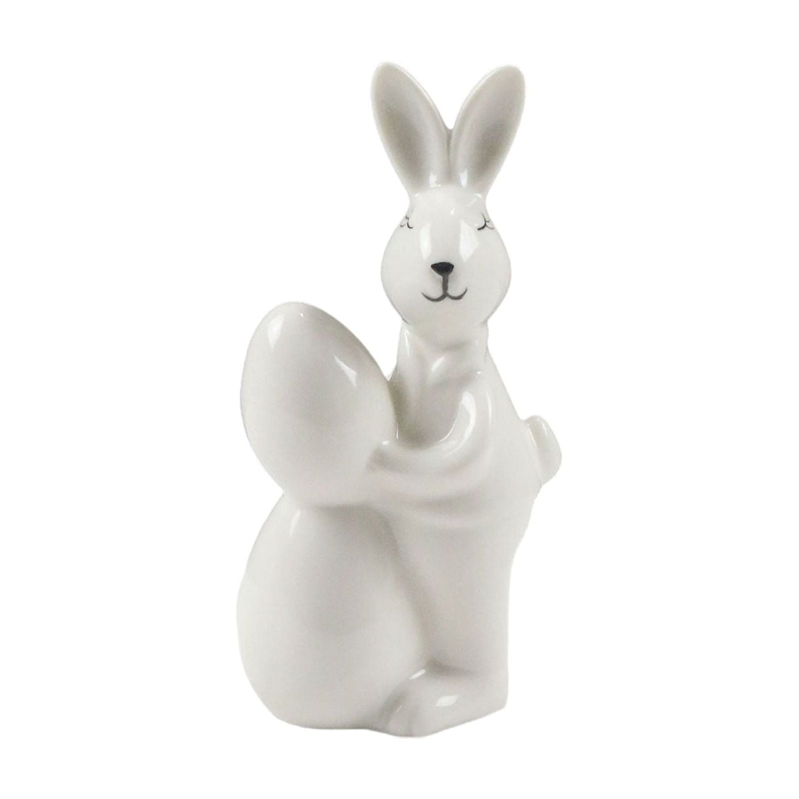 Easter Decorations, White Ceramic Bunny Figurines, Cute Farmhouse Rustic Easter Rabbit Statue, Porcelain Easter Bunny Decorations for Home, Tabletop Ornament, Tea Ceremony Pet