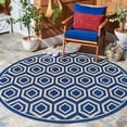 thumbnail image 2 of Safavieh Courtyard Amelia Geometric Indoor/Outdoor Area Rug, Navy/Beige, 6'7" x 6'7" Round, 2 of 12
