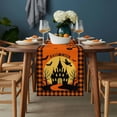 thumbnail image 2 of Halloween Table Runner - 72 Inch Long, Kitchen Dining Table Runner Dresser Scarves, Orange Plaid Castle Pumpkin Witch Bat Check Farmhouse Decor for Coffee Tables Wedding Party Banquet, 2 of 7