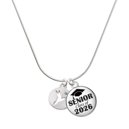 Delight Jewelry Silver-tone Hummingbird Disc – Silvertone Senior Class of 2026 Dome Necklace 18