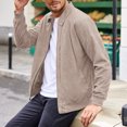 thumbnail image 6 of Faux Suede Zip Bomber Jacket Men Turn‑Down Collar Side Pockets Classic Casual Coat for Fall Winter Business Casual Daily Wear, 6 of 6