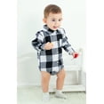 thumbnail image 2 of Younger Tree Newborn Baby Boy Girl Christmas Long Sleeve Plaid Flannel Shirt Romper Clothes Outfits,6-12M, 2 of 7