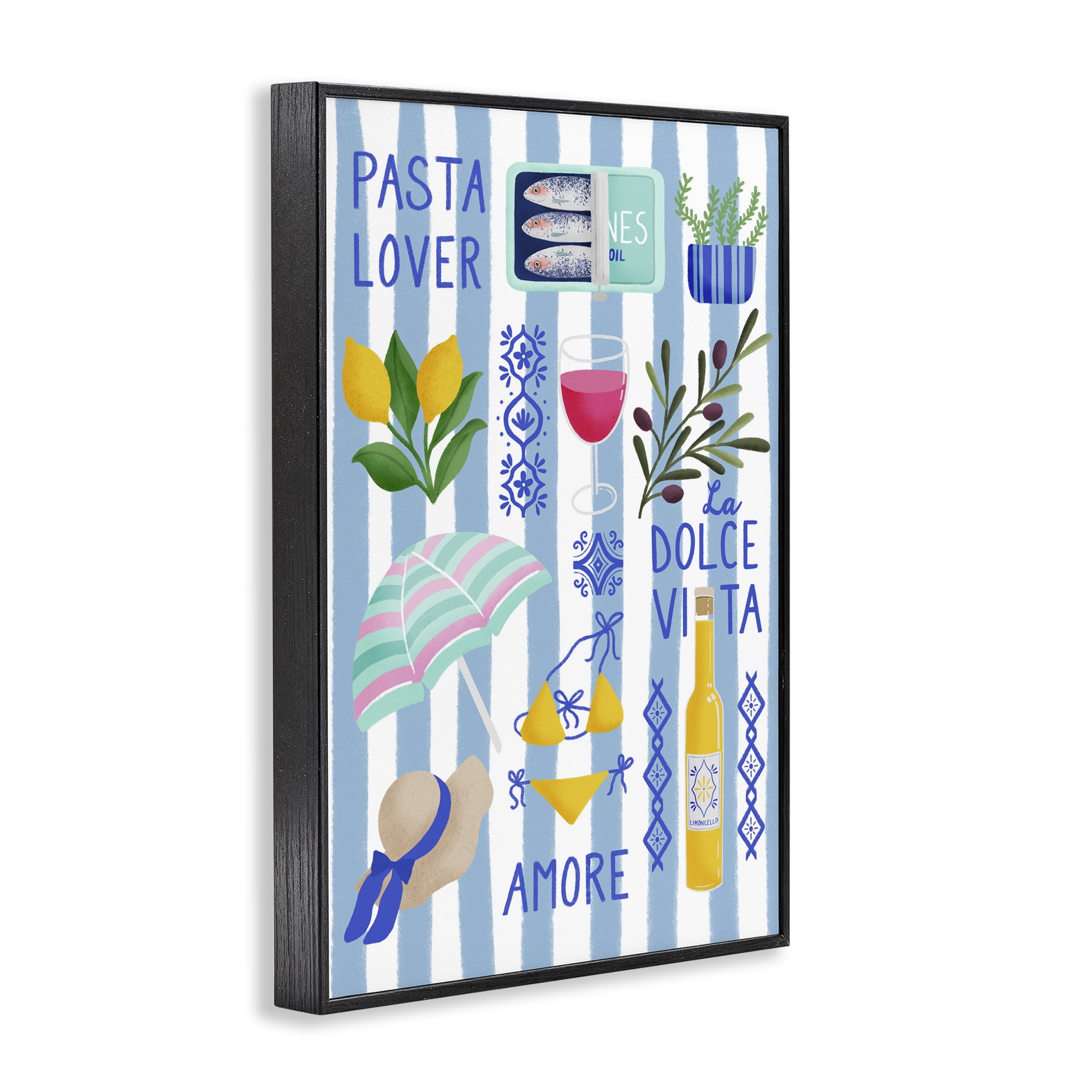 Stupell Industries Pasta Lover Mediterranean Black Framed Giclee Art, design by Metka Hiti
