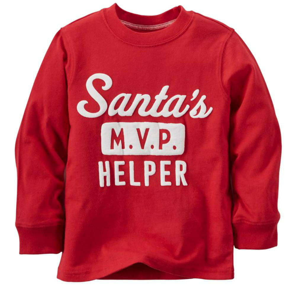 Carter's - Carters Toddler Boys Red Santa's Helper Long Sleeve Shirt