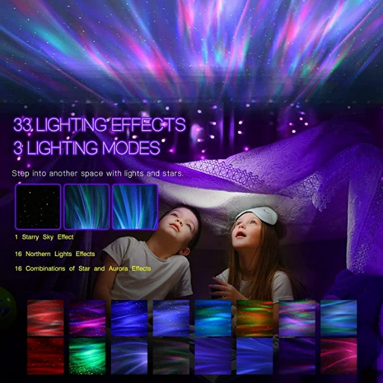 Northern Galaxy Light Aurora Projector with 33 Light Effects, Night Lights  LED Star Projector for Bedroom Nebula Lamp, Remote Control, White Noises,  Bluetooth Speaker for Parties 