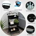 thumbnail image 6 of Gymax 32.5" 3-Tier Metal Rolling Storage Cart W/5 Brakes Kitchen Black, 6 of 10
