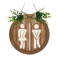 thumbnail image 2 of Huepoe Rustic Wooden Toilet Sign with Artificial Leaves – Gender Bathroom Decor for Home, Cafe, Restaurant, Bar (9.06"), 2 of 7