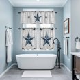 thumbnail image 4 of Rustic Barn Door Kitchen Curtains Valances and Tiers Set of 3 Vintage Grey Blue Star Beige Wood Board Tier Curtains and Valance with Rod Pocket for Small Windows, 27.5"x24", 4 of 9
