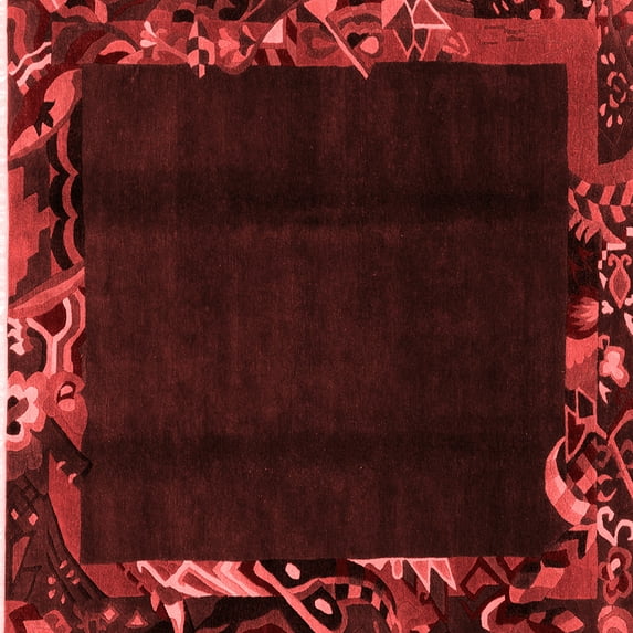 Ahgly Company Indoor Square Abstract Red Modern Area Rugs, 7' Square